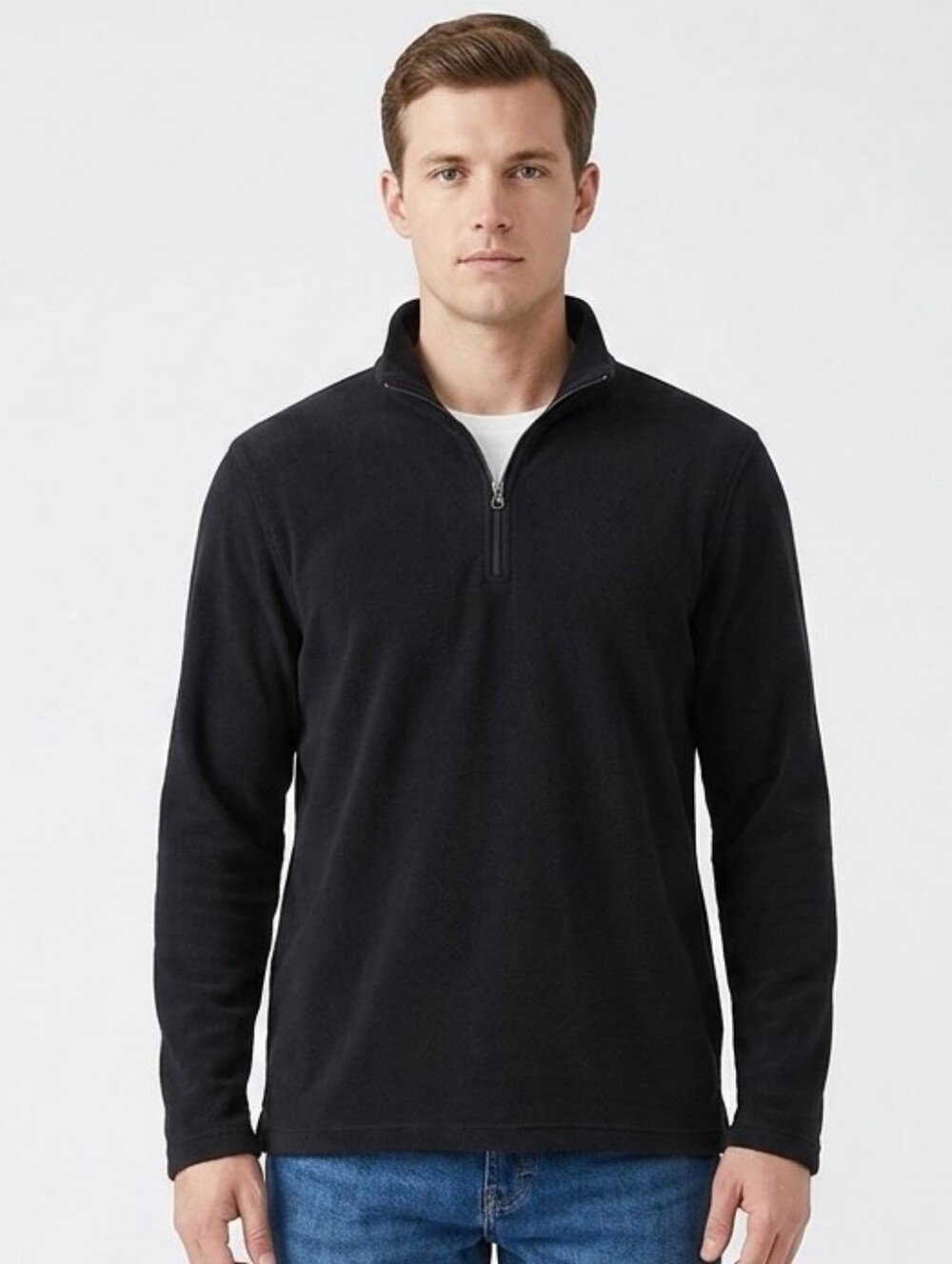 Banana Republic Mens XL Black Cotton Quarter Zip Corduroy Elbow Patch Sweater